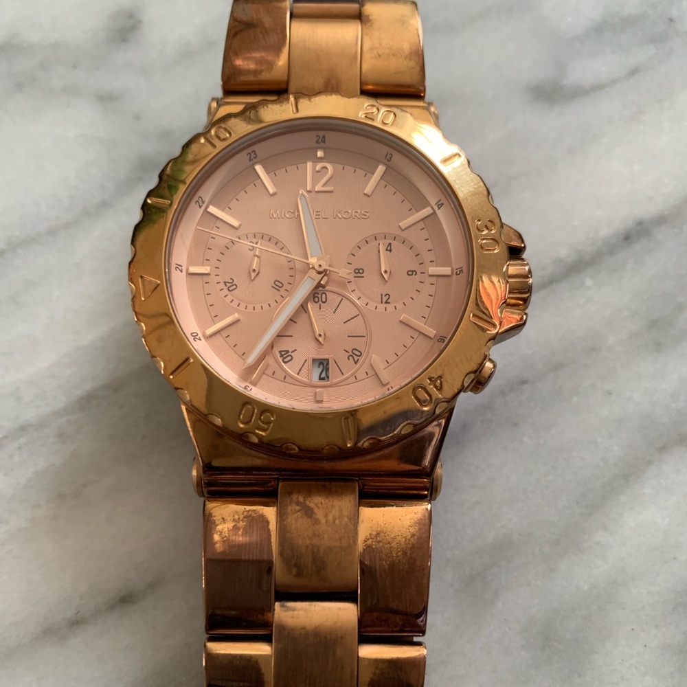 Michael Kors rose gold oversized runaway watch